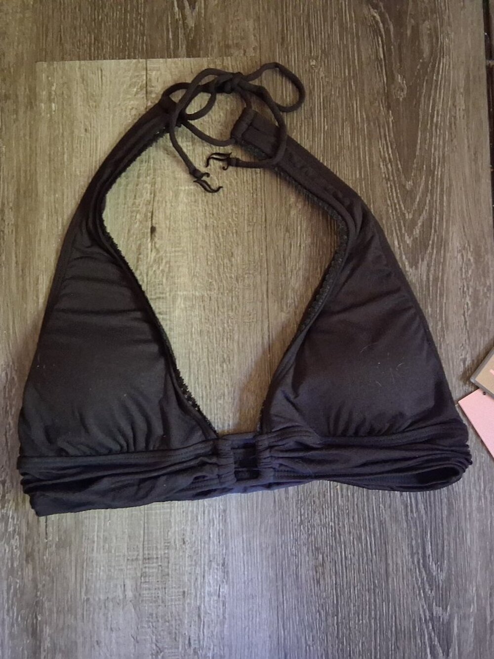 JUICY COUTURE Halter Bikini Top Medium Large Black NeW